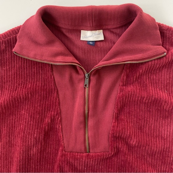 Target Universal Thread Women's Burgundy Wide Ribbed Corduroy Quarter Zip Sz XL - Picture 4 of 9